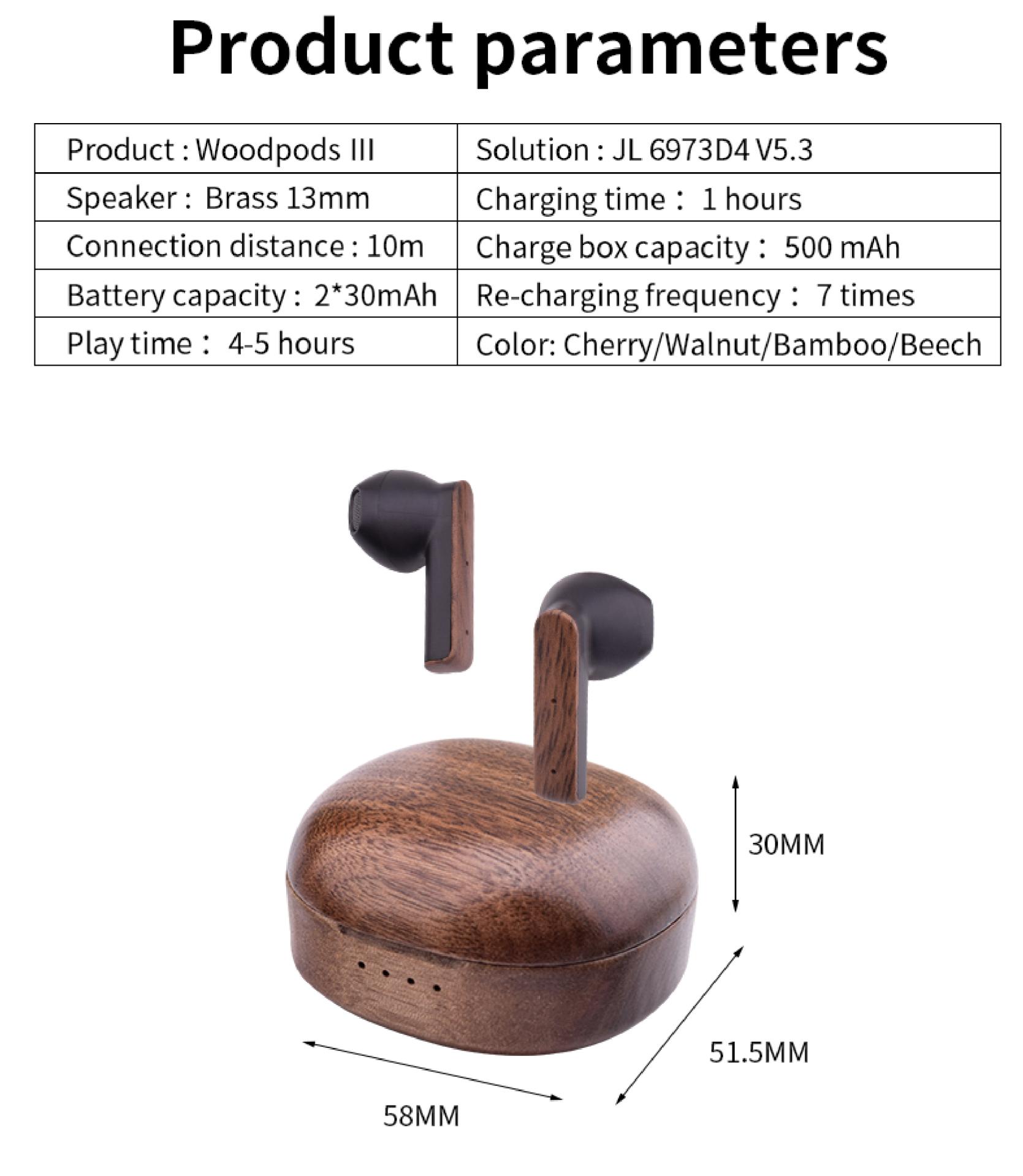 London Design Awards Winner - Woodpods Ⅲ Wooden TWS