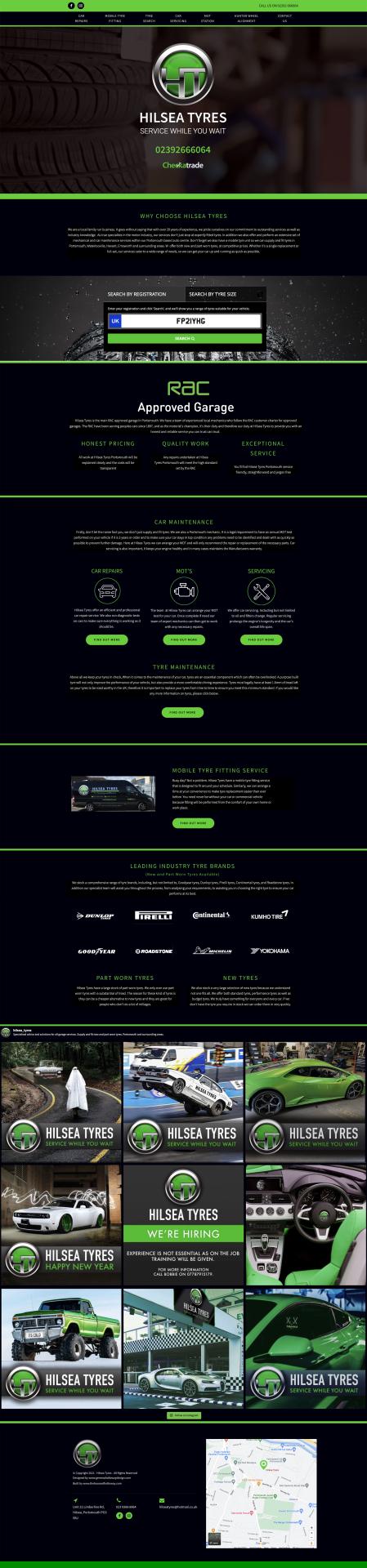 London Design Awards Winner - Hilsea Tyres Website
