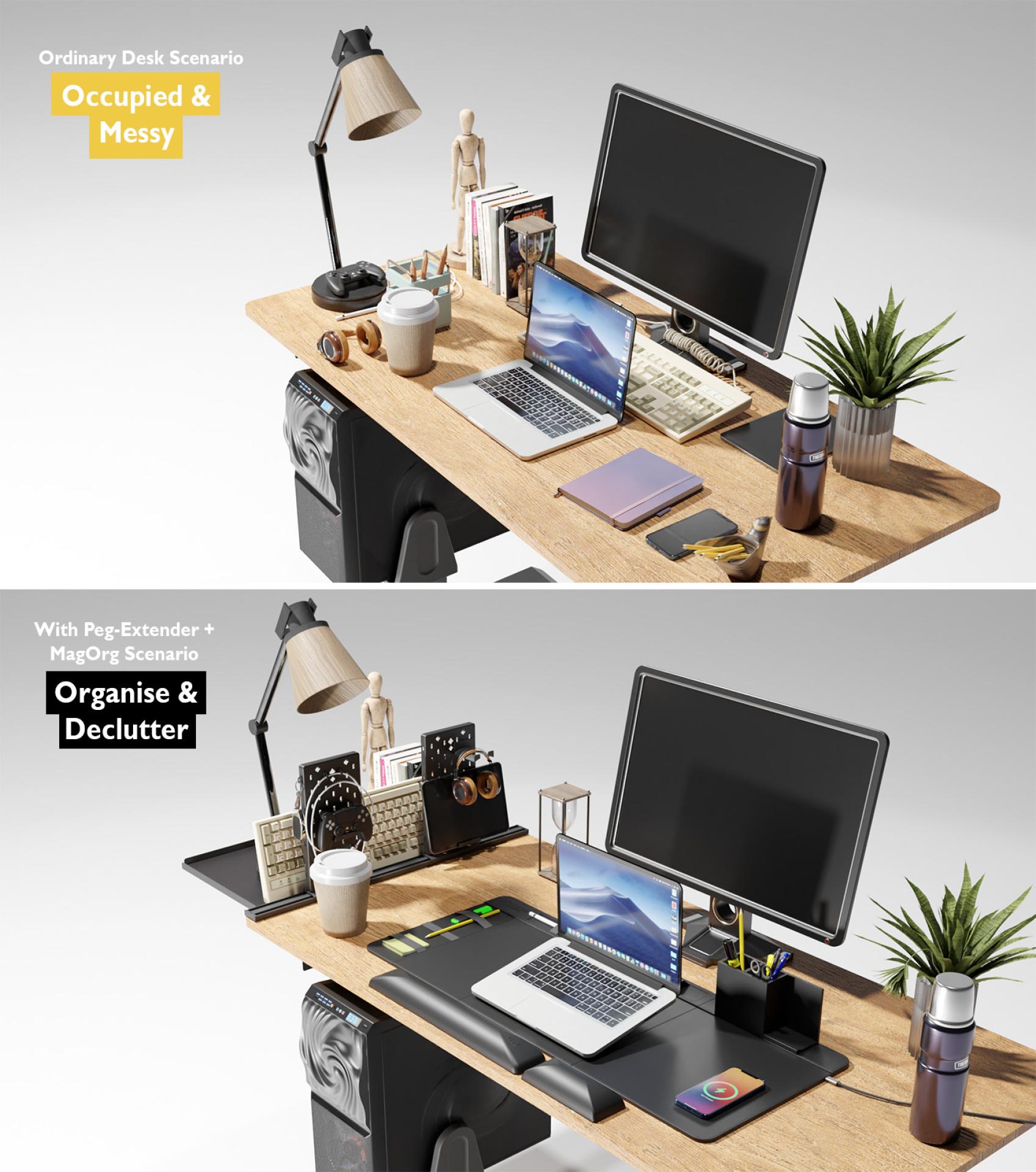 London Design Awards Winner - Peg-Extender+ MagOrg  : Clean, Creative & Clutter-Free Setup