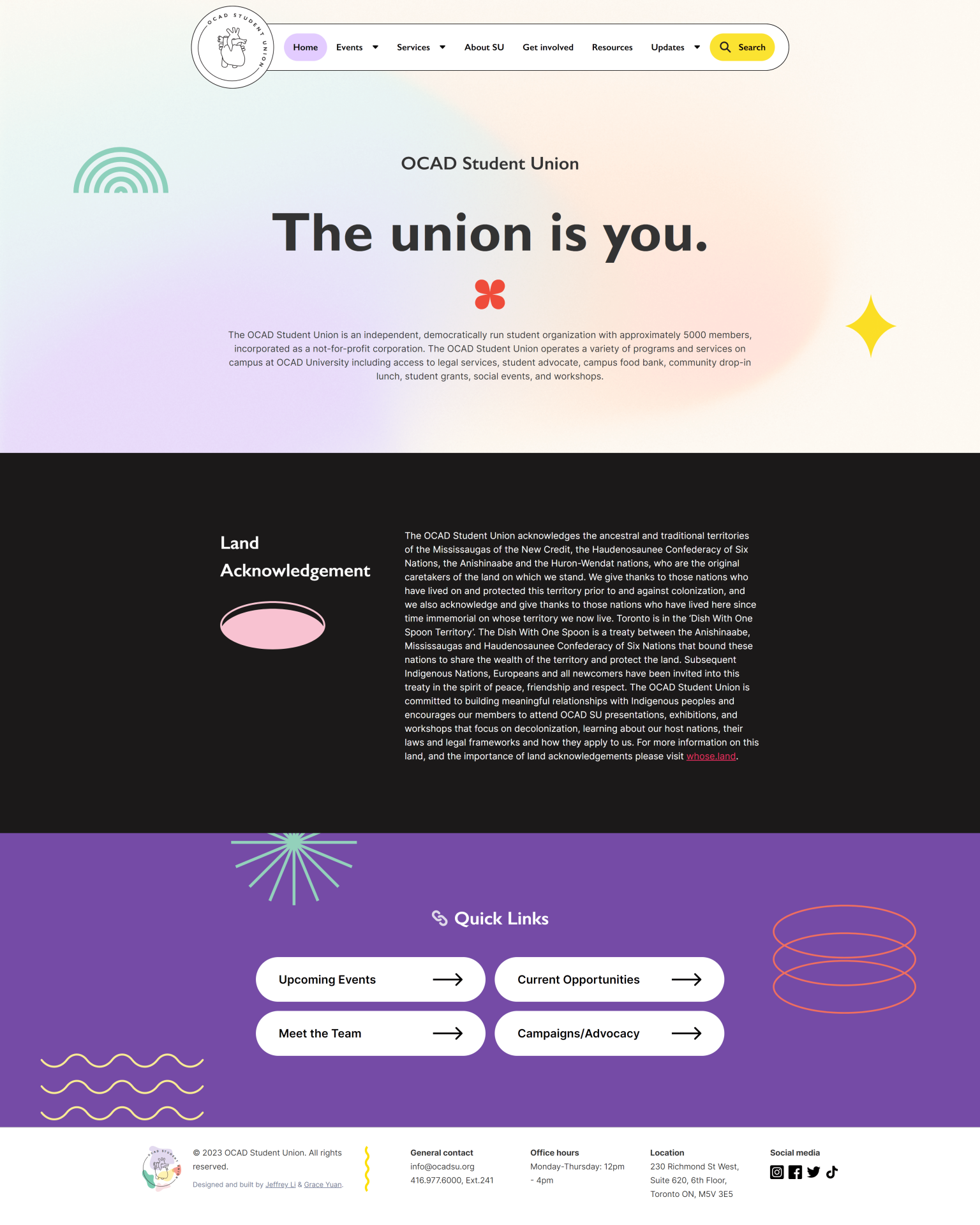 London Design Awards Winner - OCAD University Student Union Website